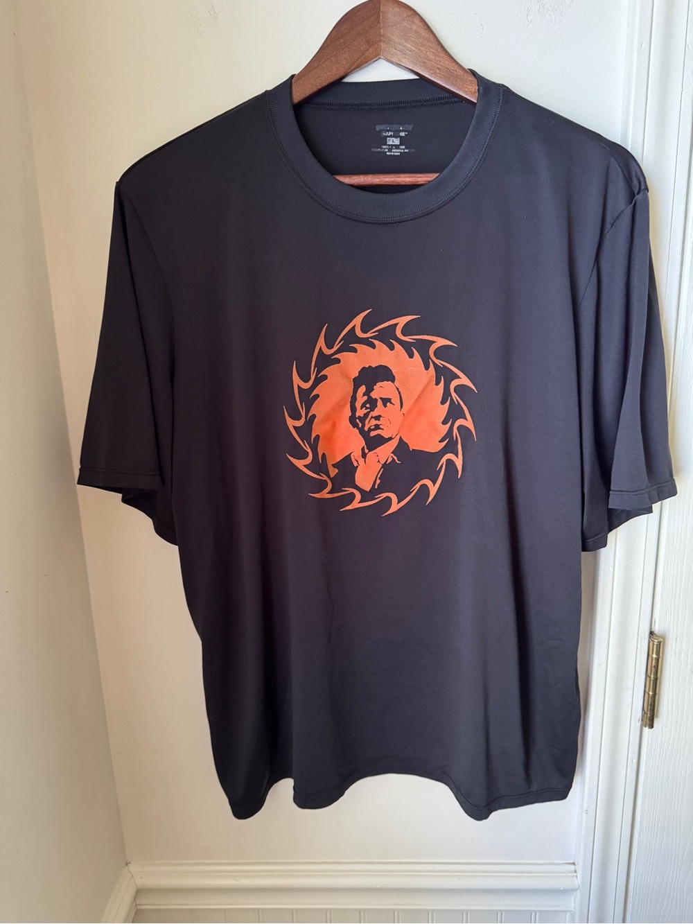 Patagonia Black Tee with Orange Graphic Size Large